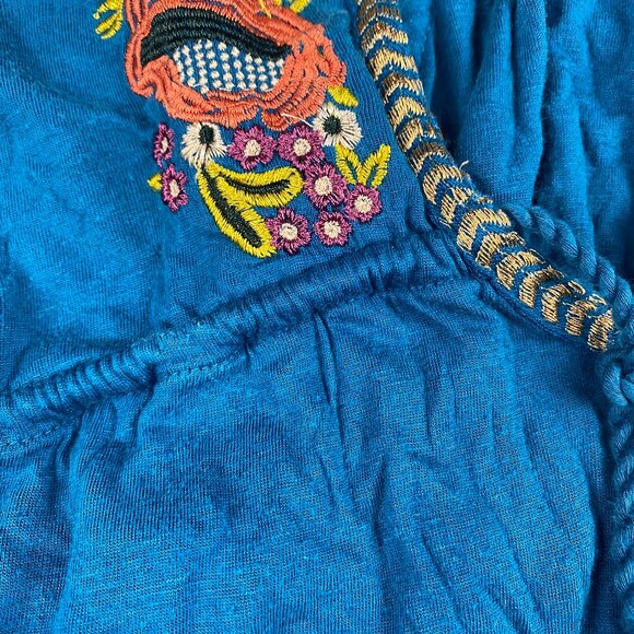 Free People Lovers Cove Mini Dress Size XS Teal Embroidered - Picture 9 of 16